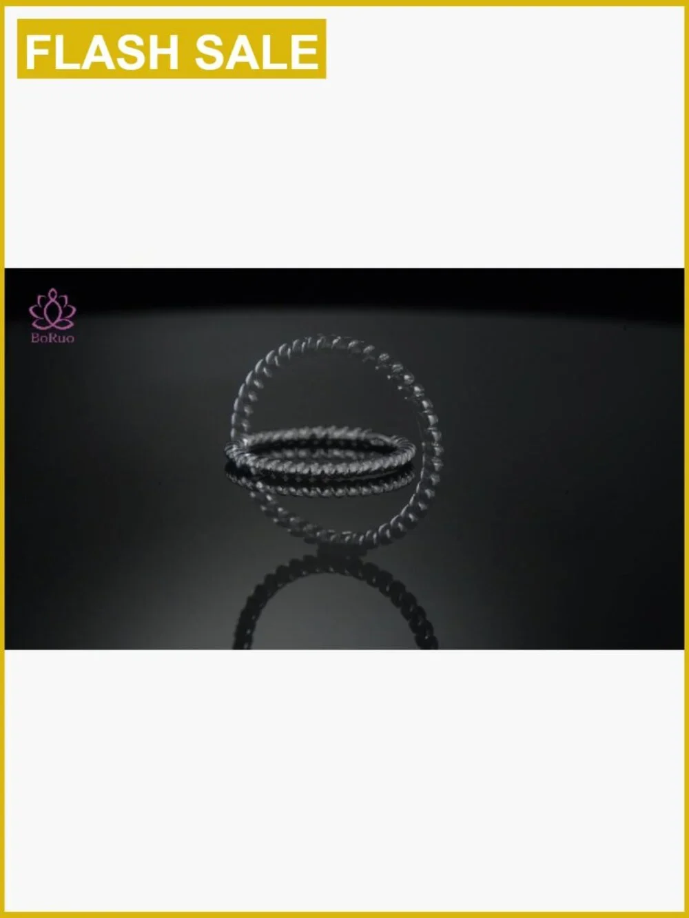 925 Sterling Silver Twisted Eternity Stackable Ring 2mm Size 4-12